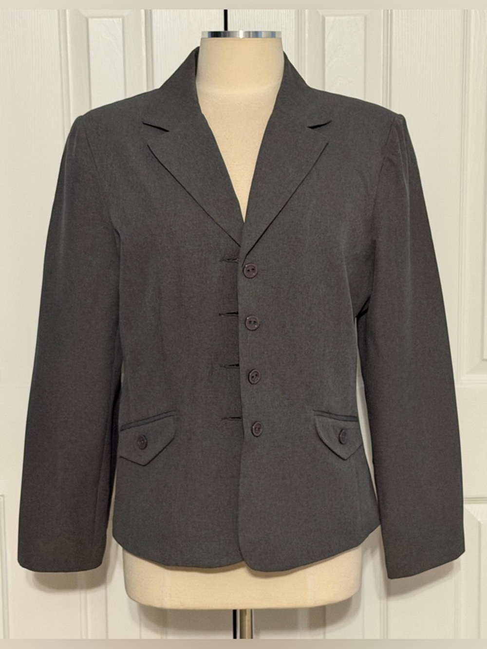 Giorgio Sant’ Angelo Gray Structured Blazer Size 14 Fully Lined Classic Tailored